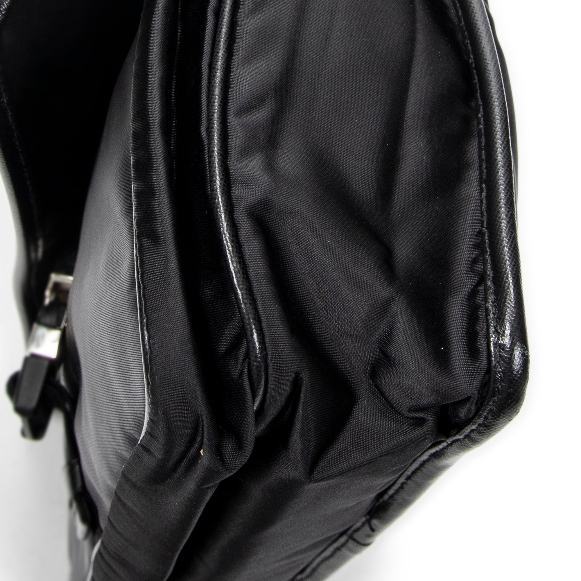 Shoulder Bag Single Buckle Flap Messenger Black Nylon Canvas