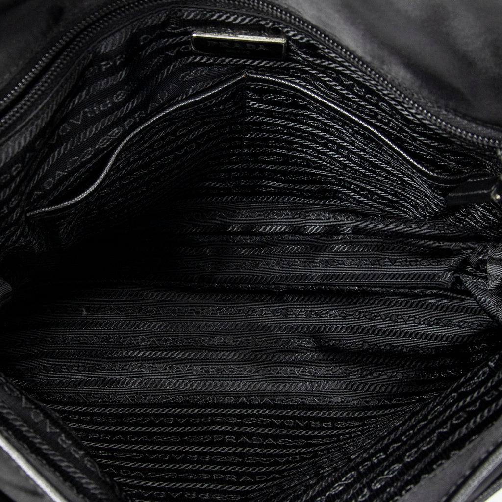 Shoulder Bag Single Buckle Flap Messenger Black Nylon Canvas