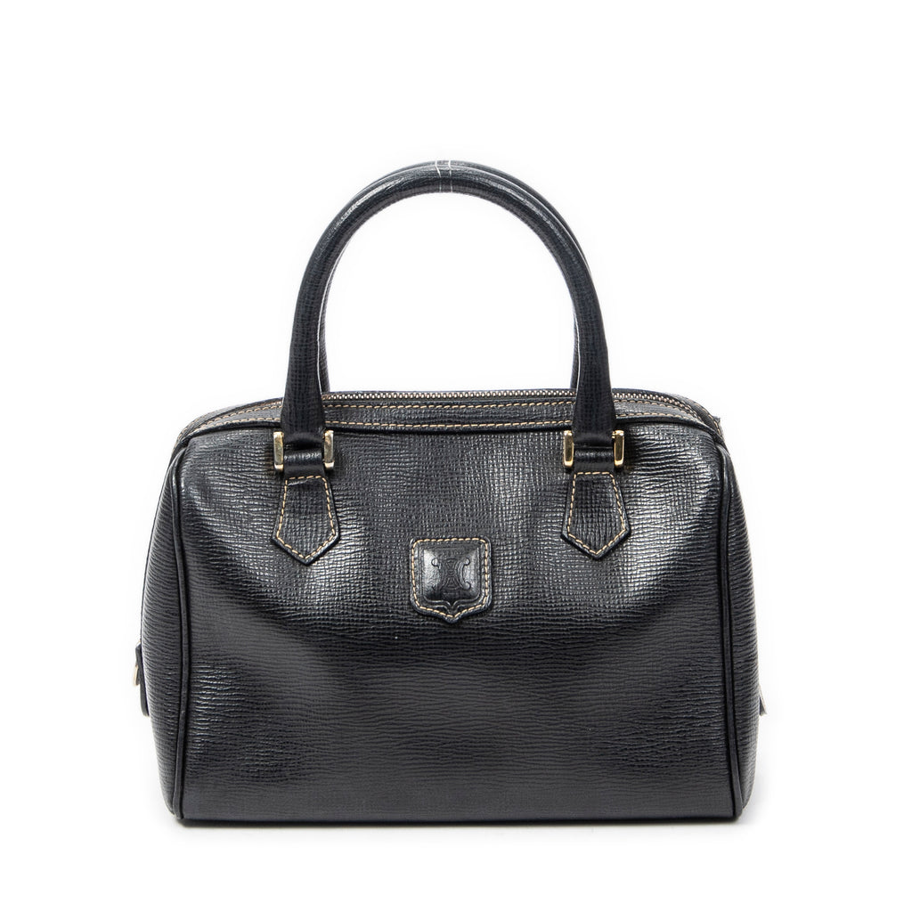 Handbag Small Vintage Boston Black Grained Leather