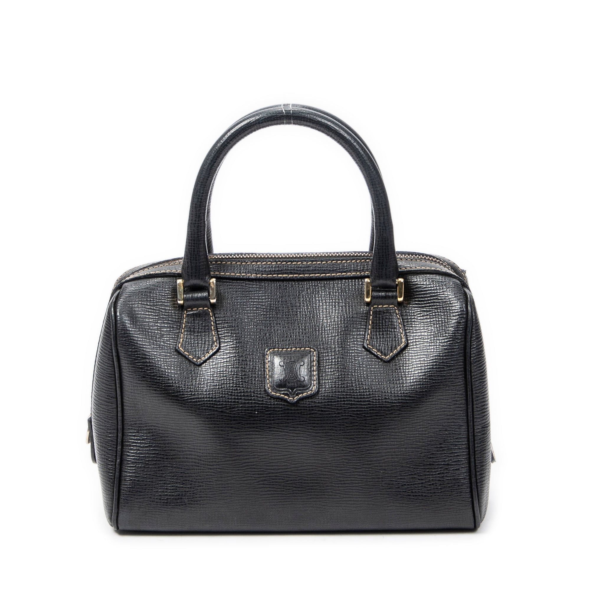 Handbag Small Vintage Boston Black Grained Leather