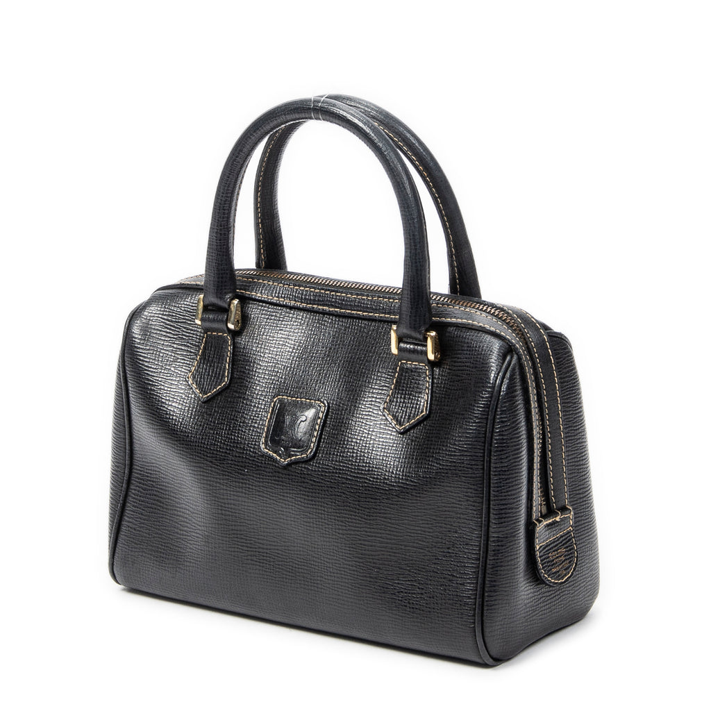 Handbag Small Vintage Boston Black Grained Leather