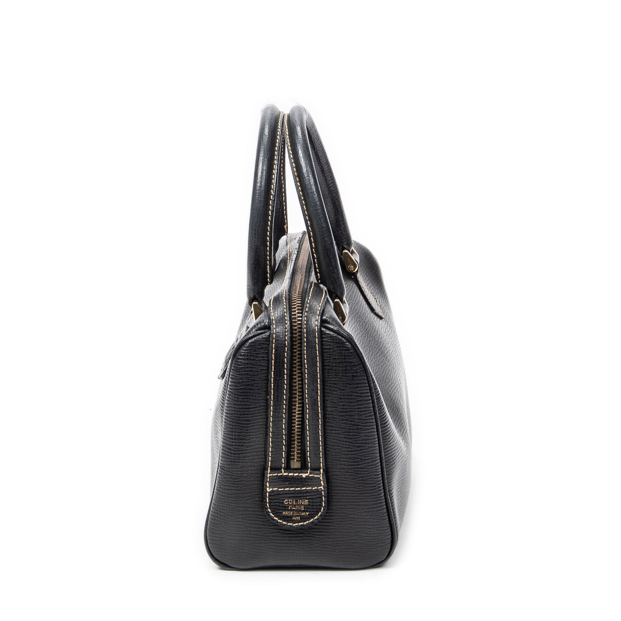 Handbag Small Vintage Boston Black Grained Leather