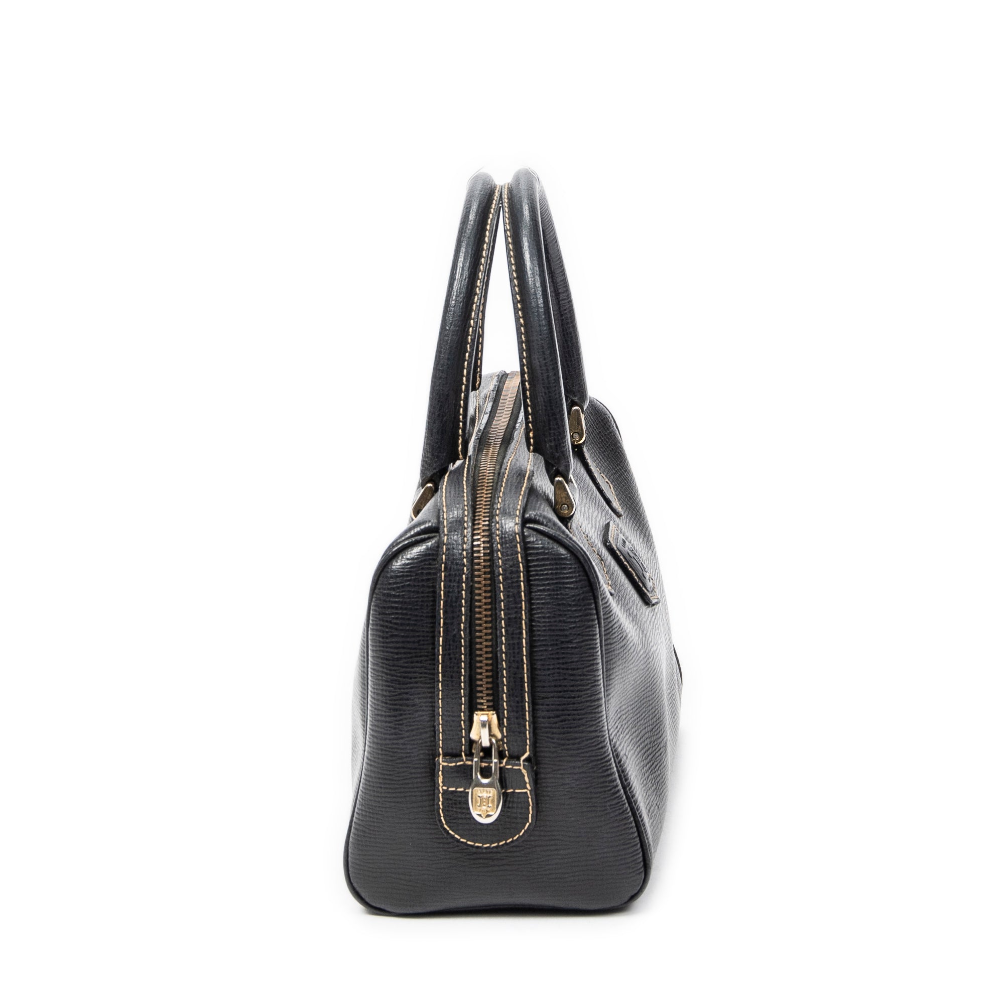 Handbag Small Vintage Boston Black Grained Leather