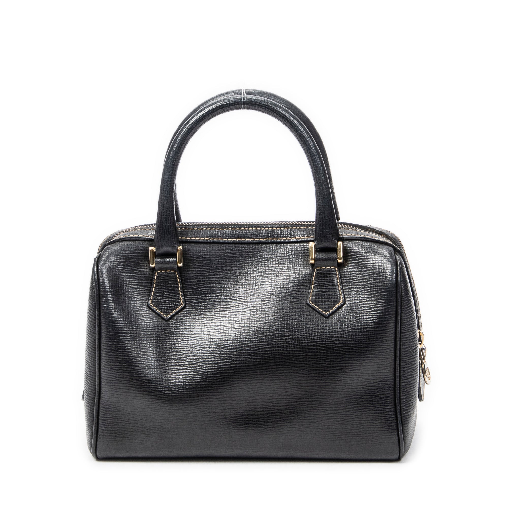 Handbag Small Vintage Boston Black Grained Leather