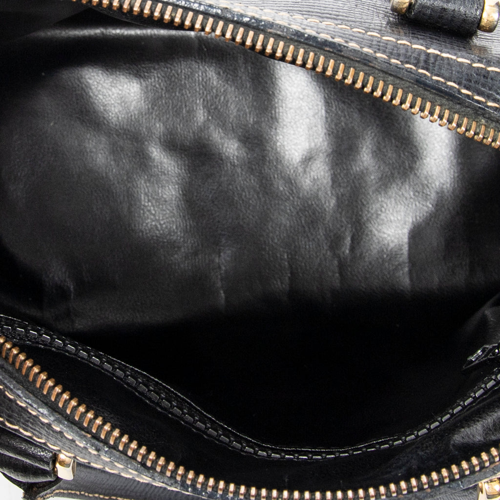 Handbag Small Vintage Boston Black Grained Leather