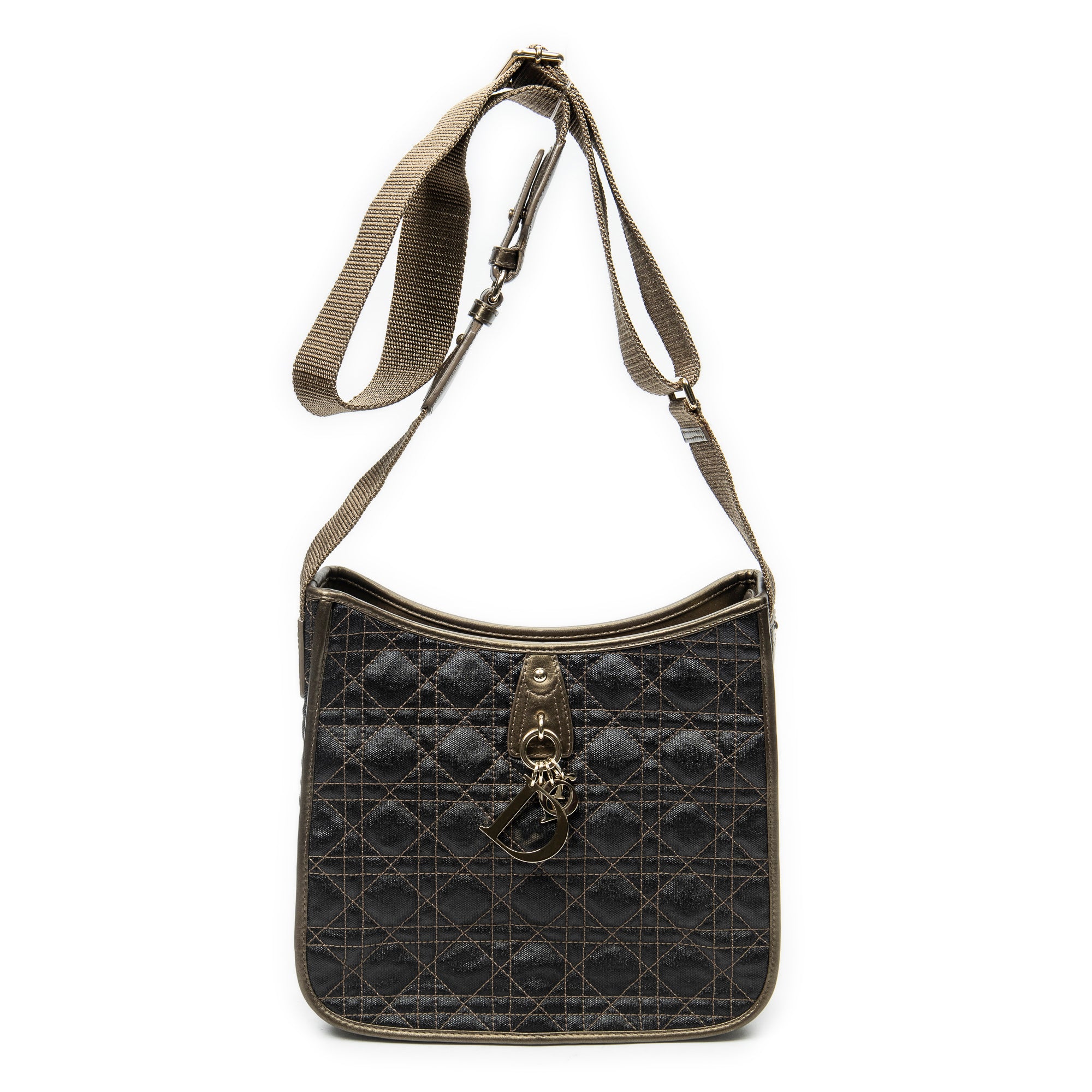 Shoulder Bag Panarea Crossbody Brown Cannage Coated Canvas