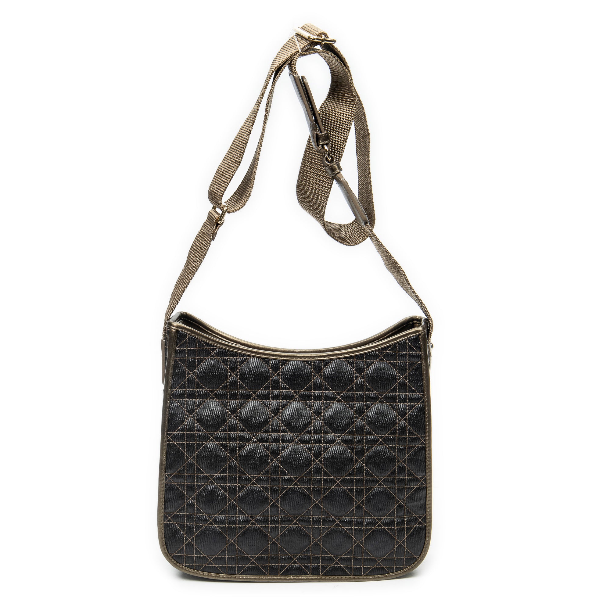 Shoulder Bag Panarea Crossbody Brown Cannage Coated Canvas