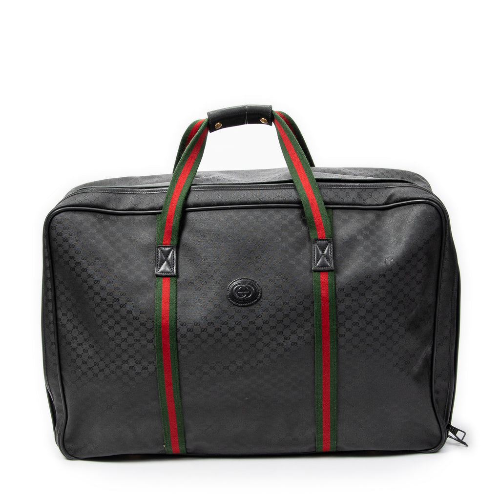 Travel Bag Vintage Large Travel Suitcase Black Microguccissima Coated Canvas