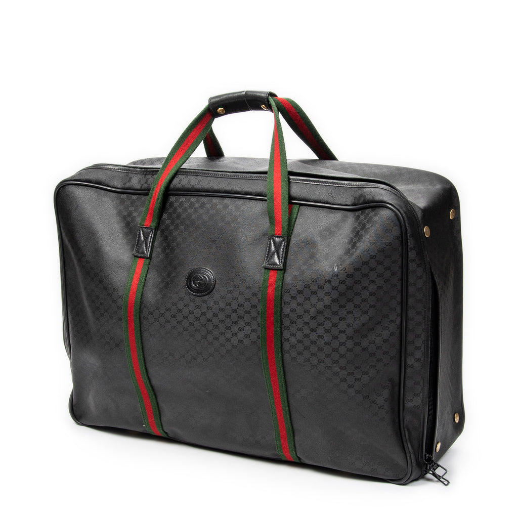Travel Bag Vintage Large Travel Suitcase Black Microguccissima Coated Canvas