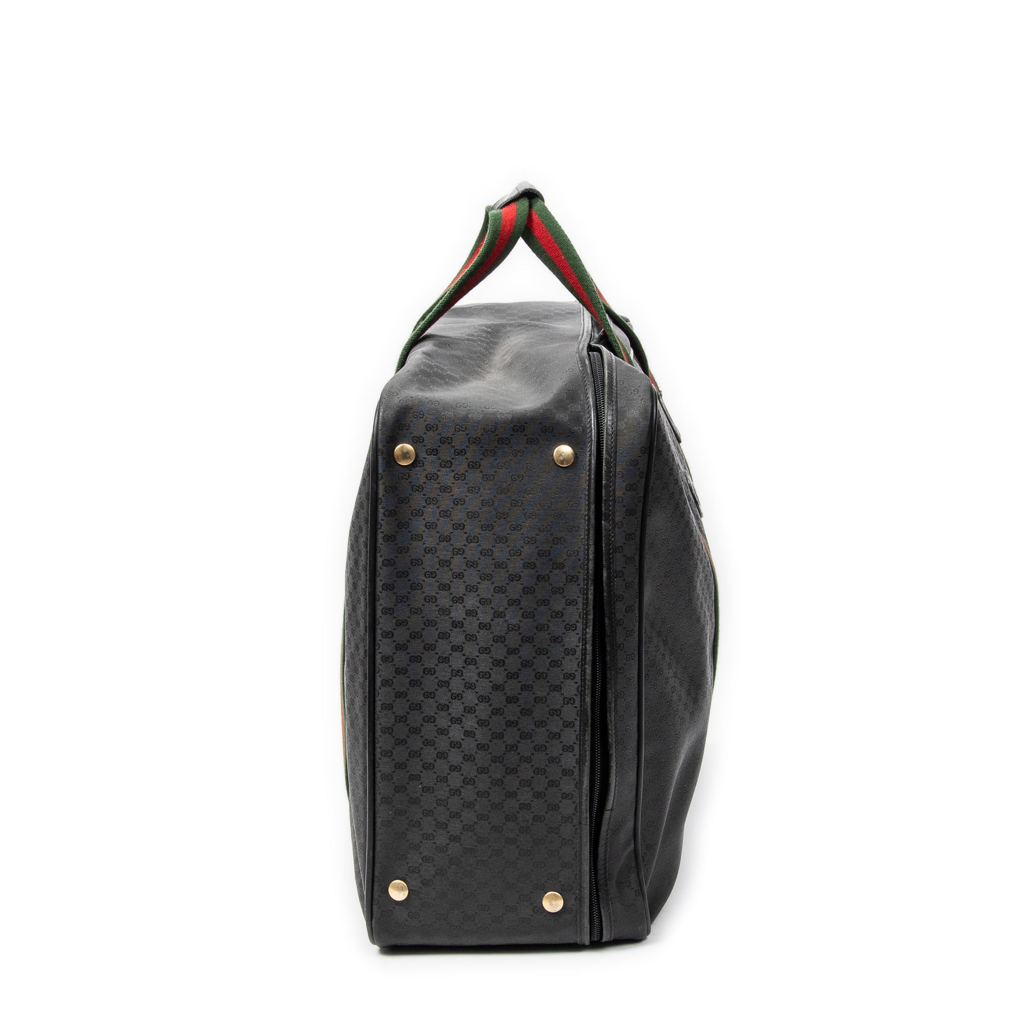 Travel Bag Vintage Large Travel Suitcase Black Microguccissima Coated Canvas