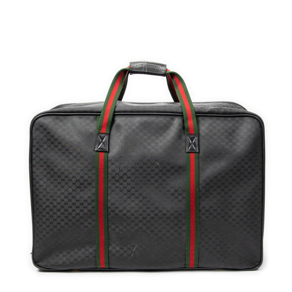 Travel Bag Vintage Large Travel Suitcase Black Microguccissima Coated Canvas