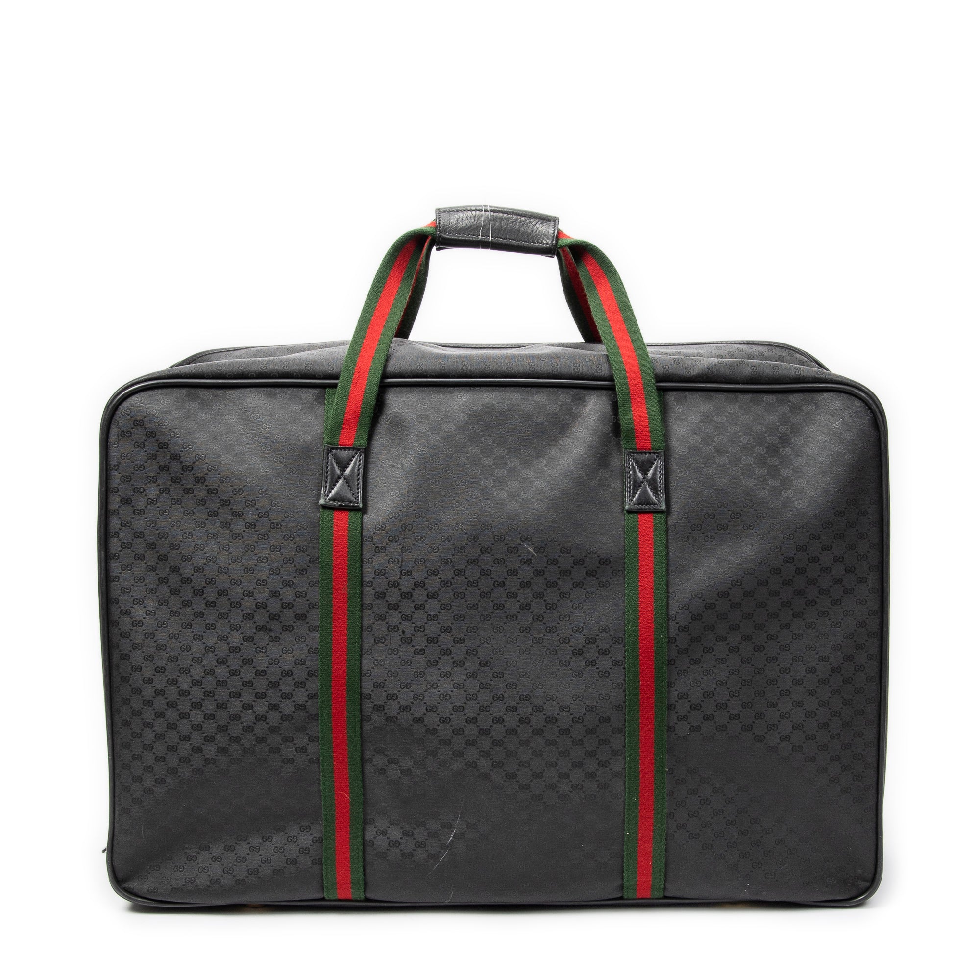 Travel Bag Vintage Large Travel Suitcase Black Microguccissima Coated Canvas