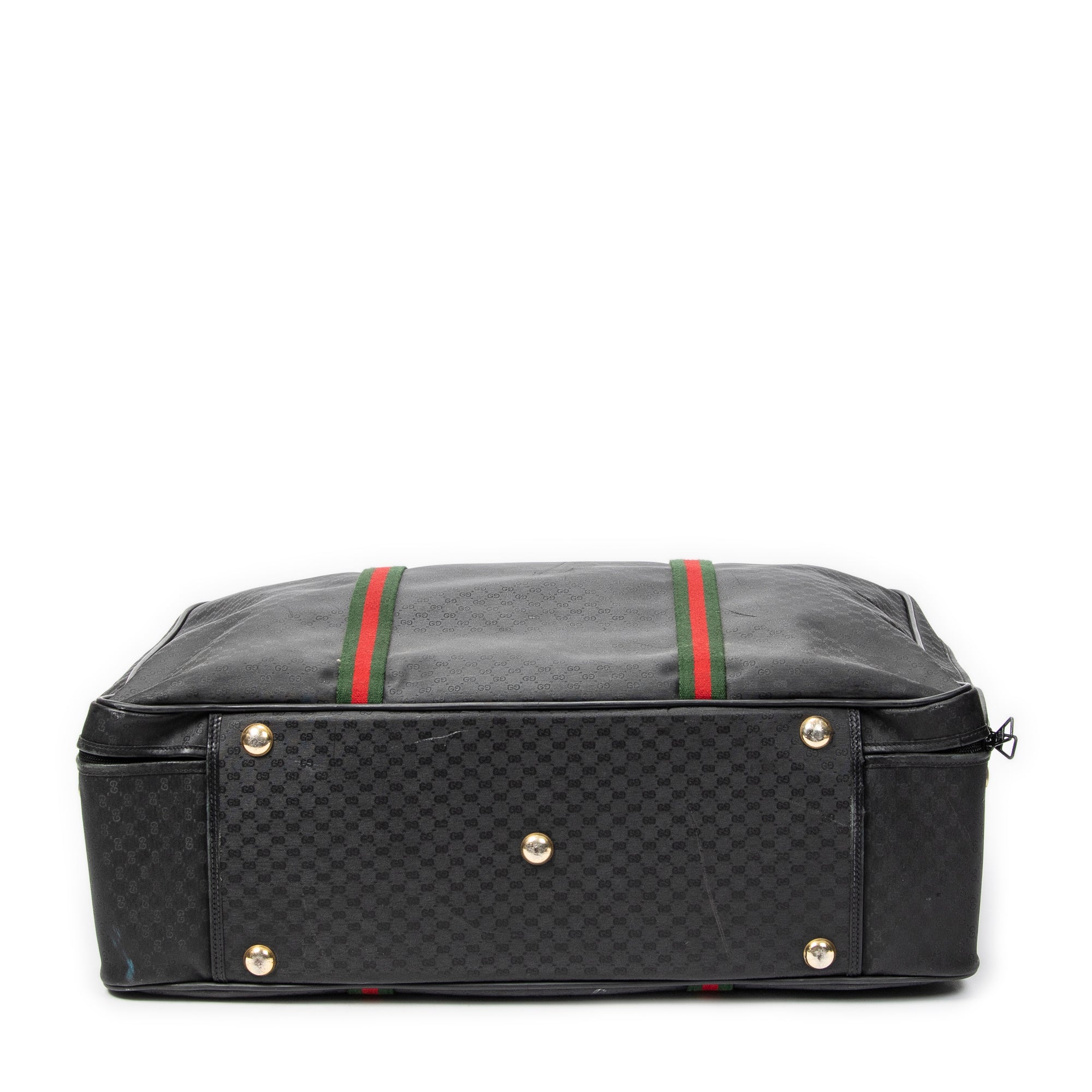 Travel Bag Vintage Large Travel Suitcase Black Microguccissima Coated Canvas