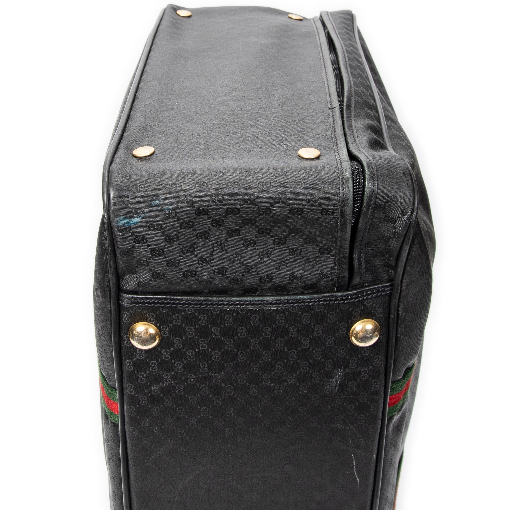 Travel Bag Vintage Large Travel Suitcase Black Microguccissima Coated Canvas