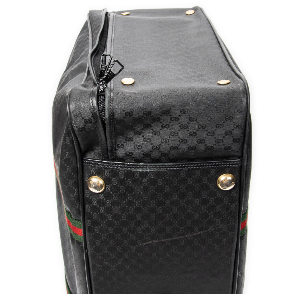 Travel Bag Vintage Large Travel Suitcase Black Microguccissima Coated Canvas