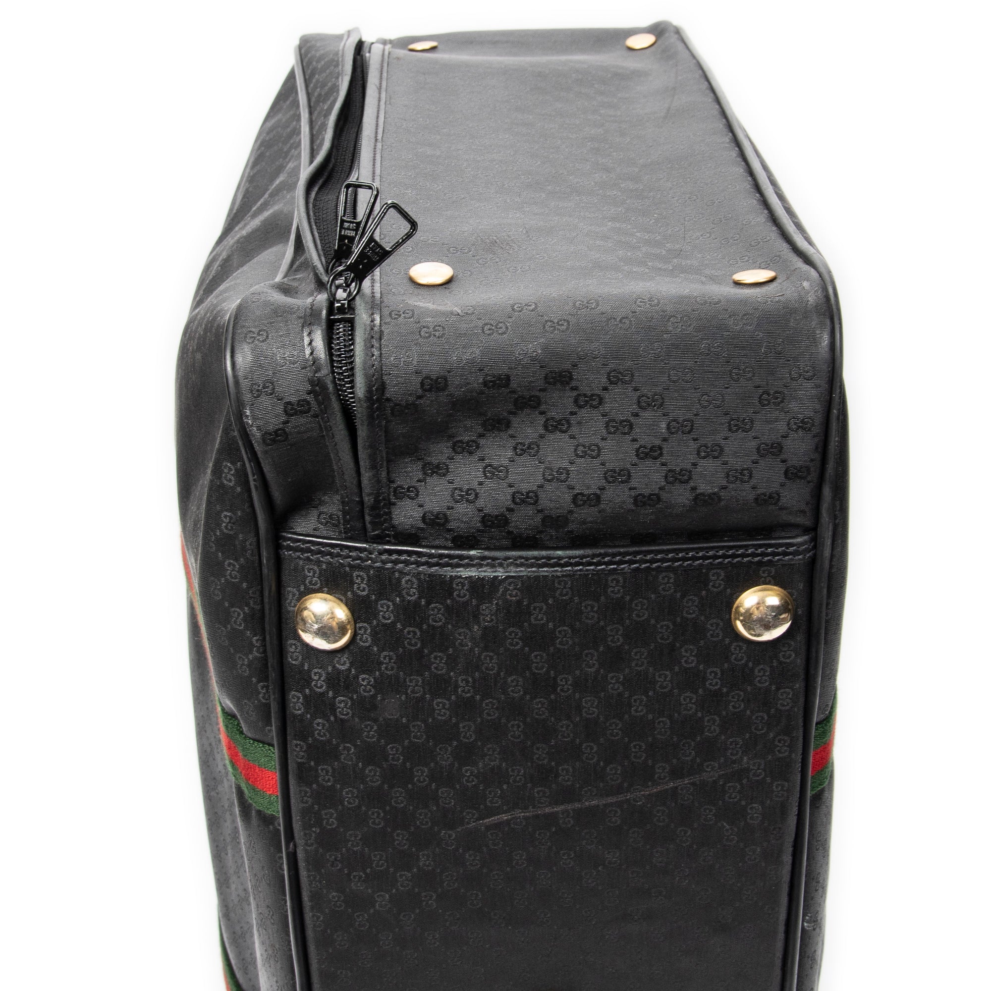 Travel Bag Vintage Large Travel Suitcase Black Microguccissima Coated Canvas