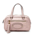 Handbag Small Anagram Tassel Boston Pink Grained Calfskin Leather
