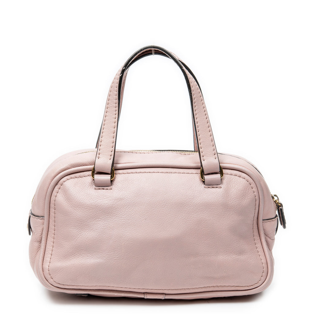 Handbag Small Anagram Tassel Boston Pink Grained Calfskin Leather