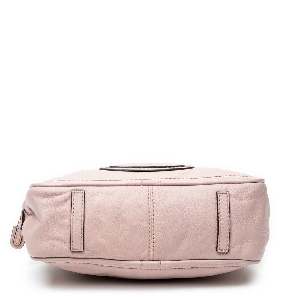 Handbag Small Anagram Tassel Boston Pink Grained Calfskin Leather