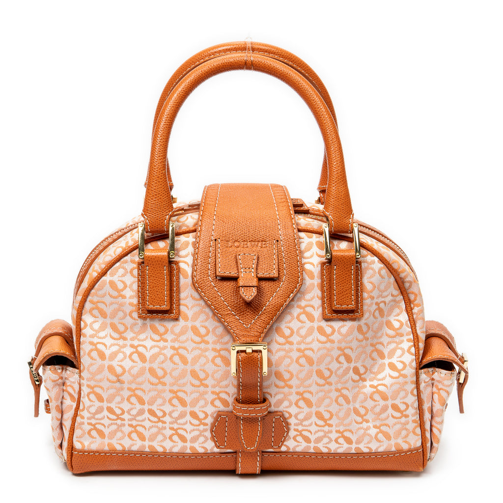 Handbag Small Anagram Side Pocket Boston Orange Anagram Canvas