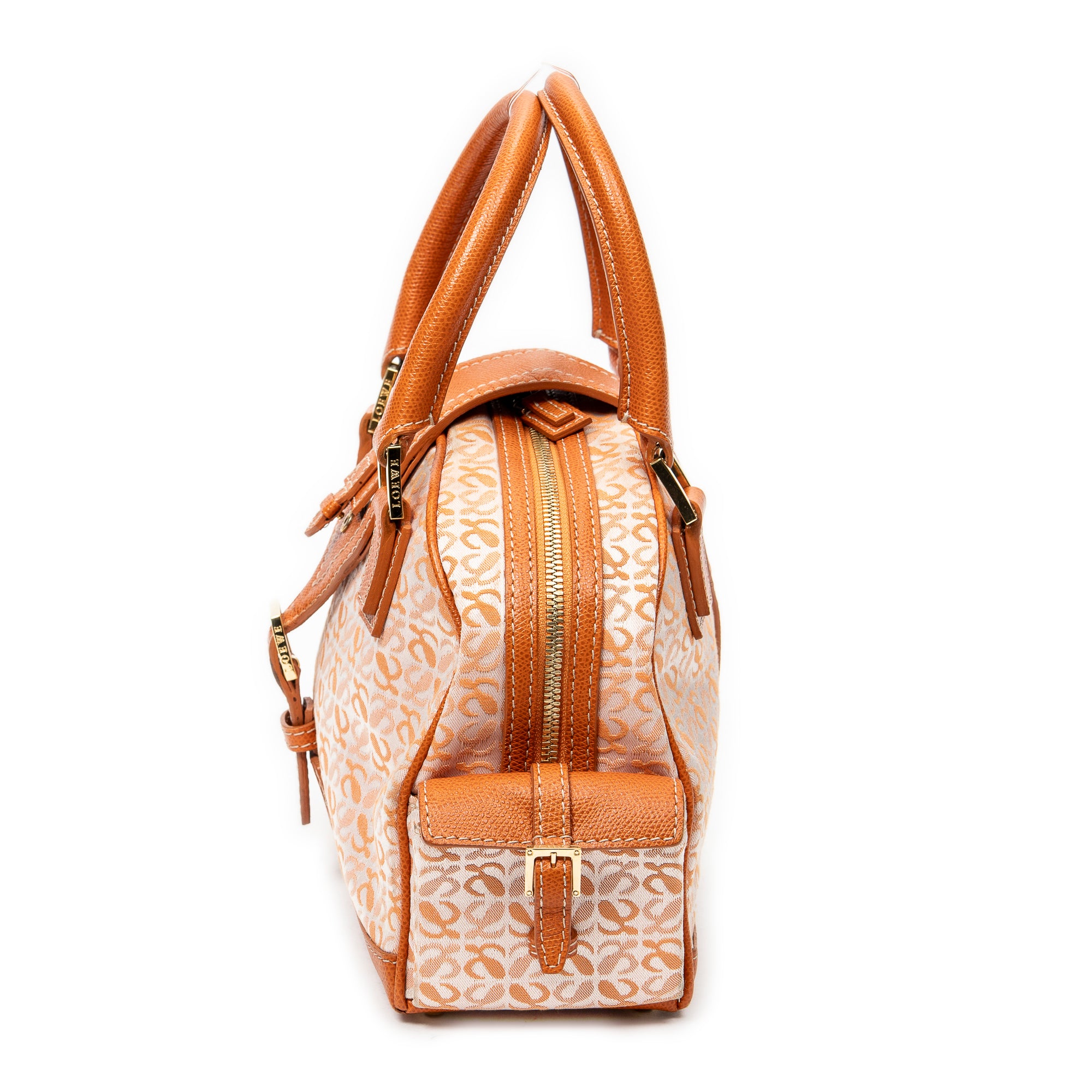 Handbag Small Anagram Side Pocket Boston Orange Anagram Canvas