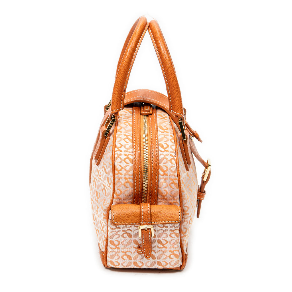 Handbag Small Anagram Side Pocket Boston Orange Anagram Canvas