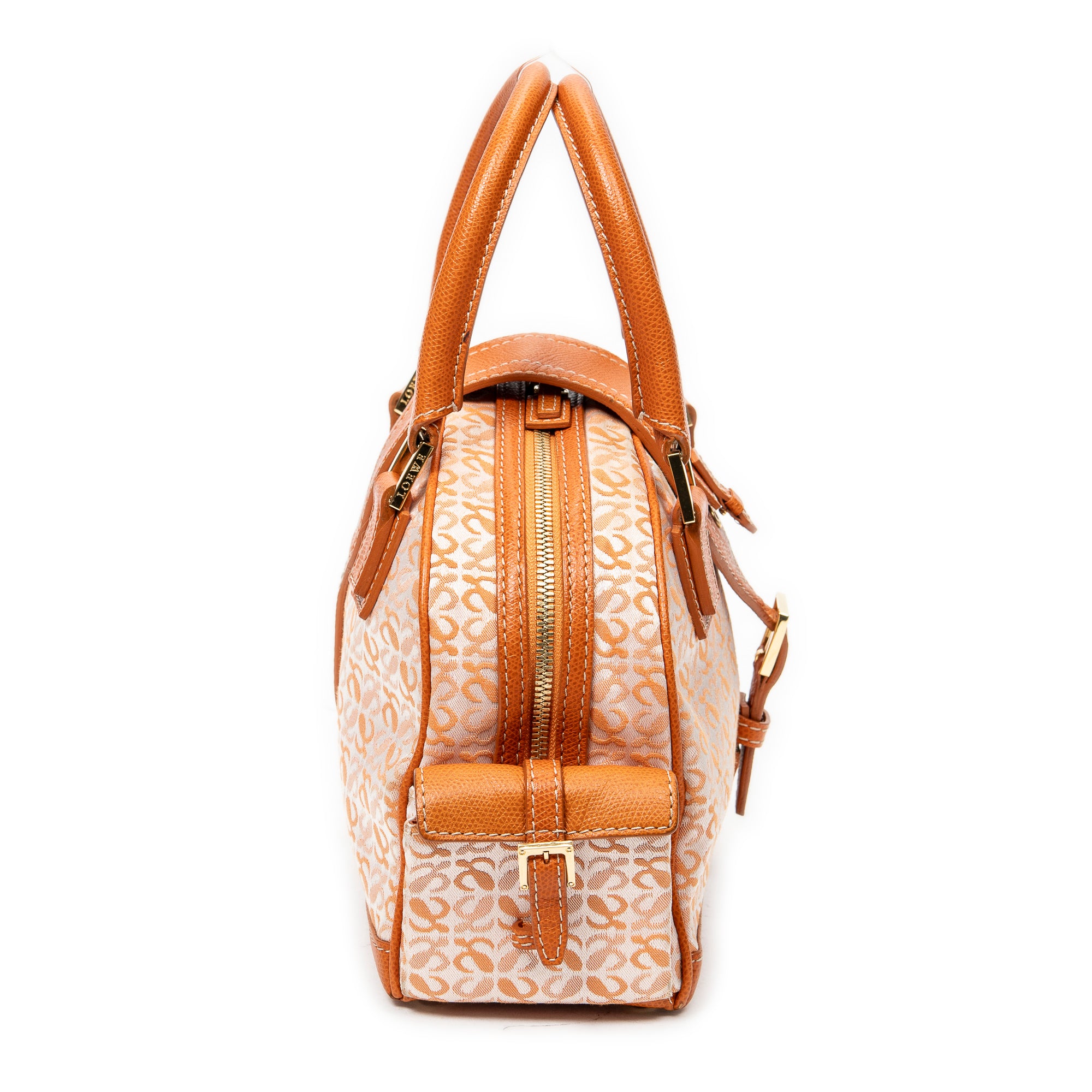 Handbag Small Anagram Side Pocket Boston Orange Anagram Canvas