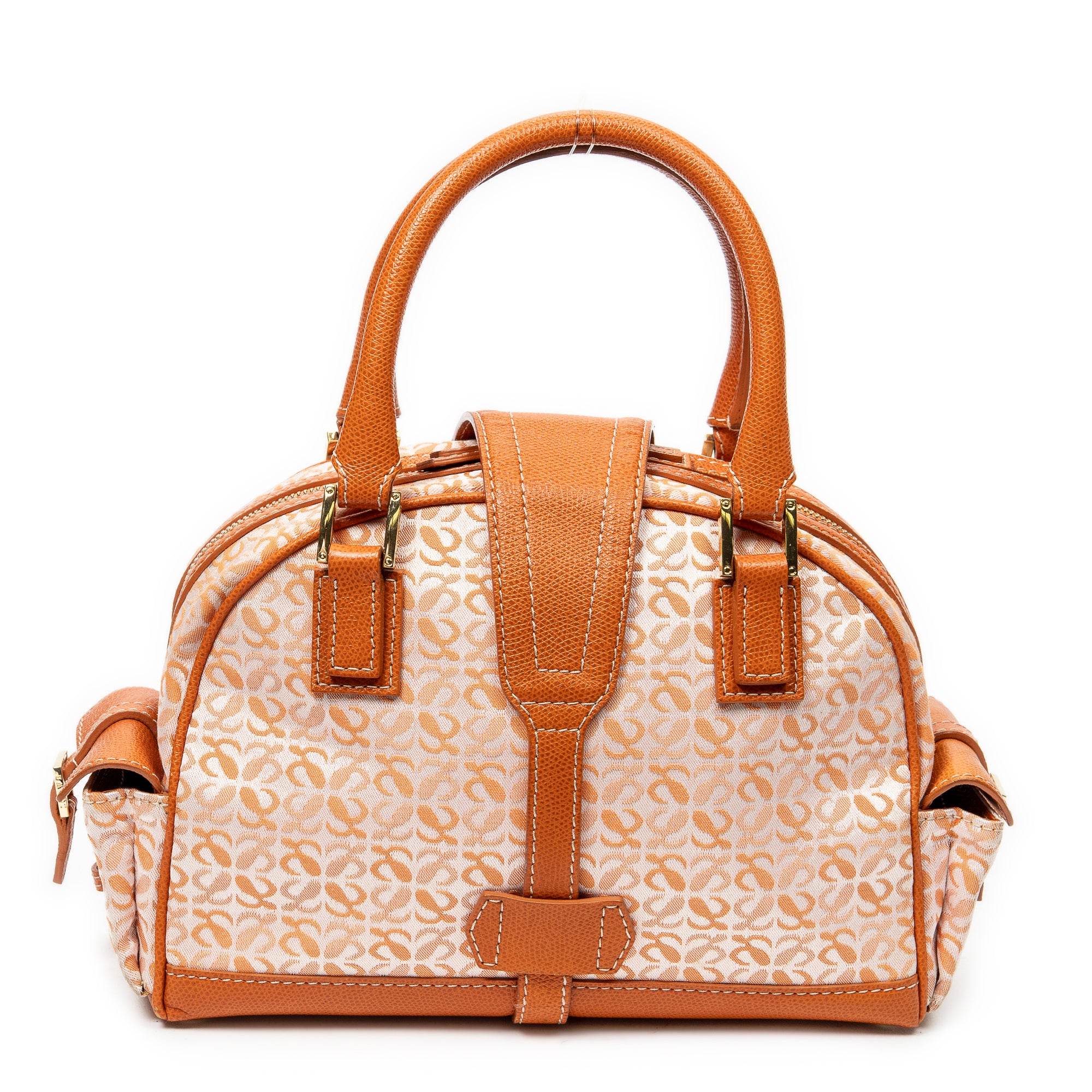 Handbag Small Anagram Side Pocket Boston Orange Anagram Canvas