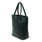 Shoulder Bag Vertical Tote Green Trimmed Intrecciato Leather