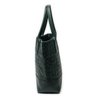 Shoulder Bag Vertical Tote Green Trimmed Intrecciato Leather