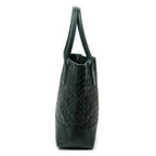 Shoulder Bag Vertical Tote Green Trimmed Intrecciato Leather