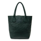 Shoulder Bag Vertical Tote Green Trimmed Intrecciato Leather