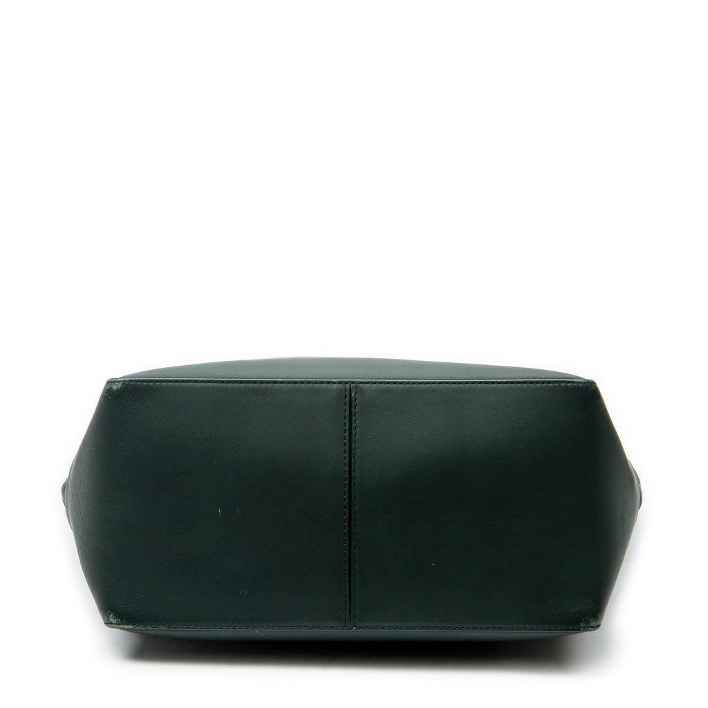 Shoulder Bag Vertical Tote Green Trimmed Intrecciato Leather
