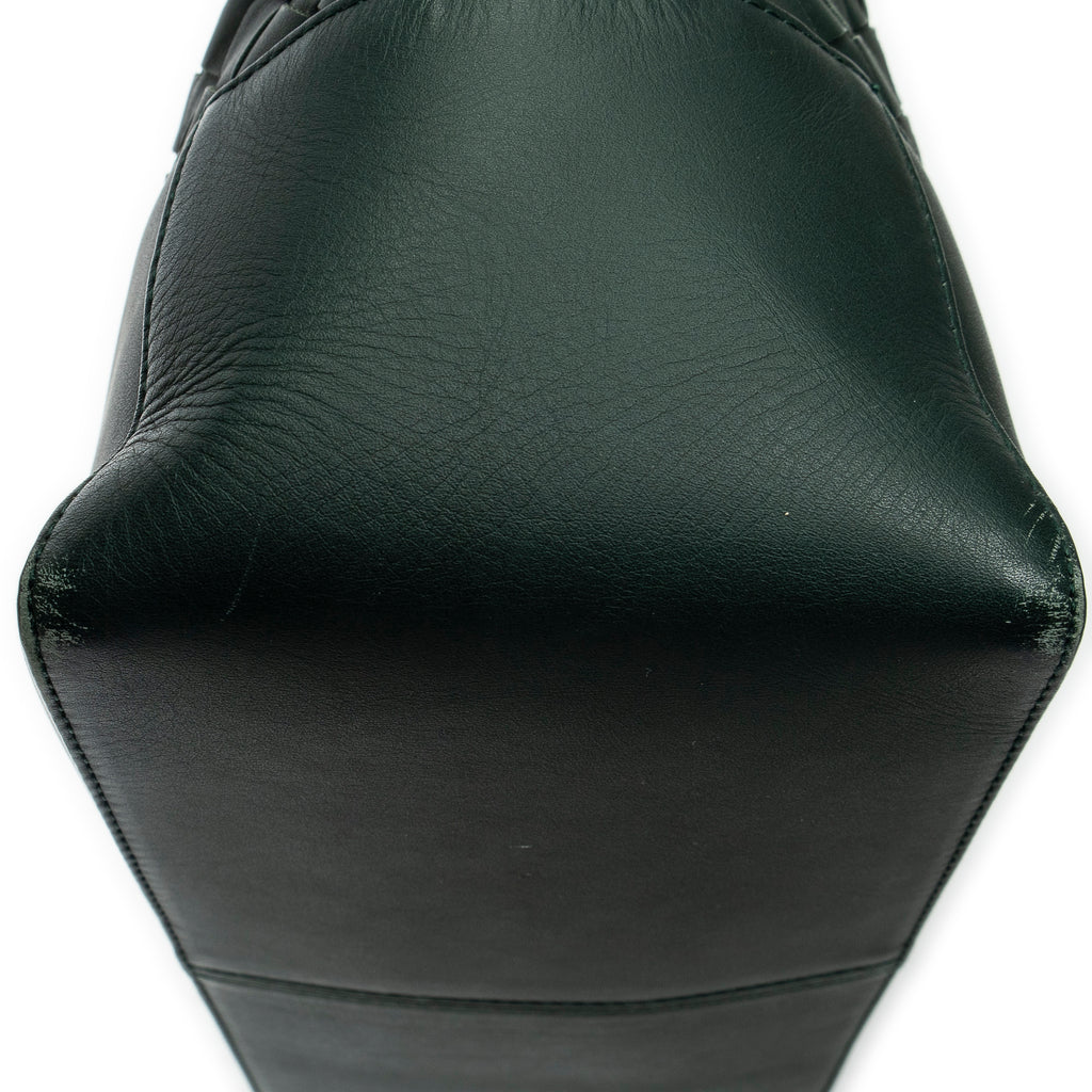 Shoulder Bag Vertical Tote Green Trimmed Intrecciato Leather