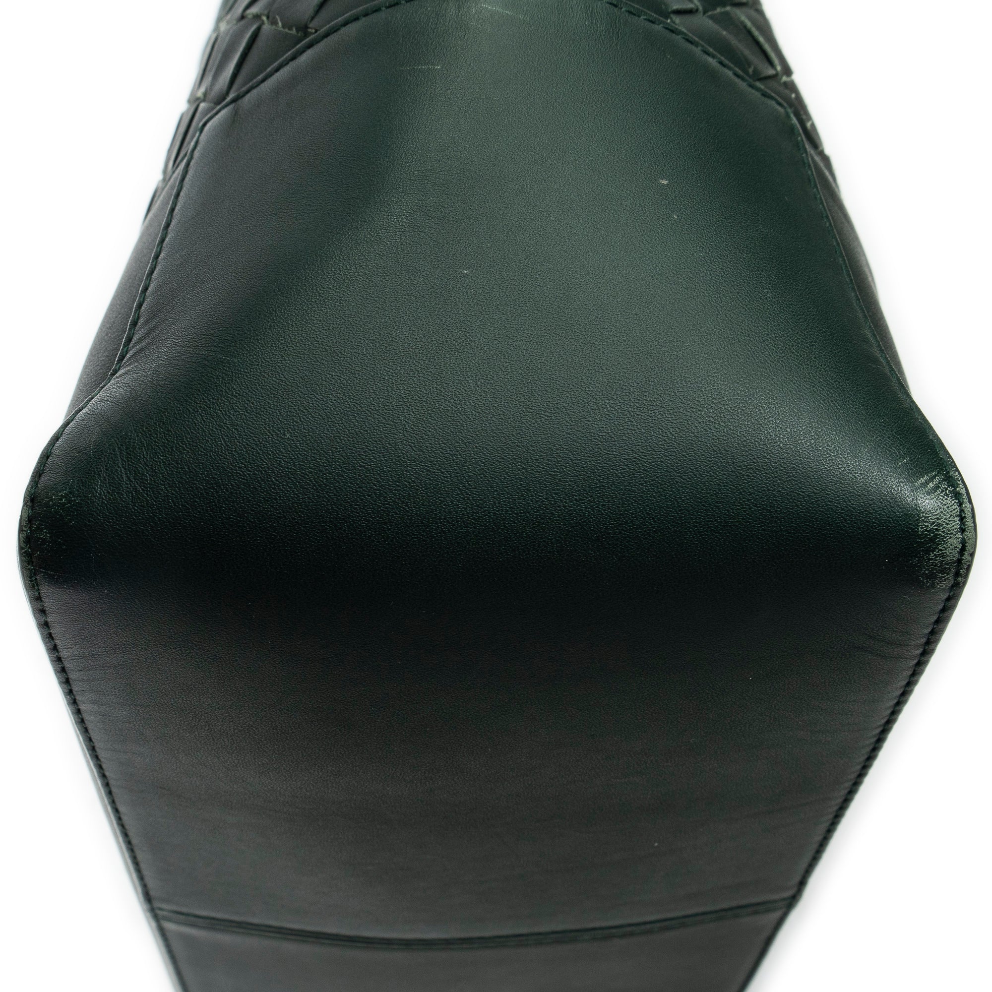 Shoulder Bag Vertical Tote Green Trimmed Intrecciato Leather
