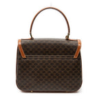 Handbag Vintage Flap Top Handle Brown Macadam Coated Canvas