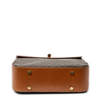 Handbag Vintage Flap Top Handle Brown Macadam Coated Canvas