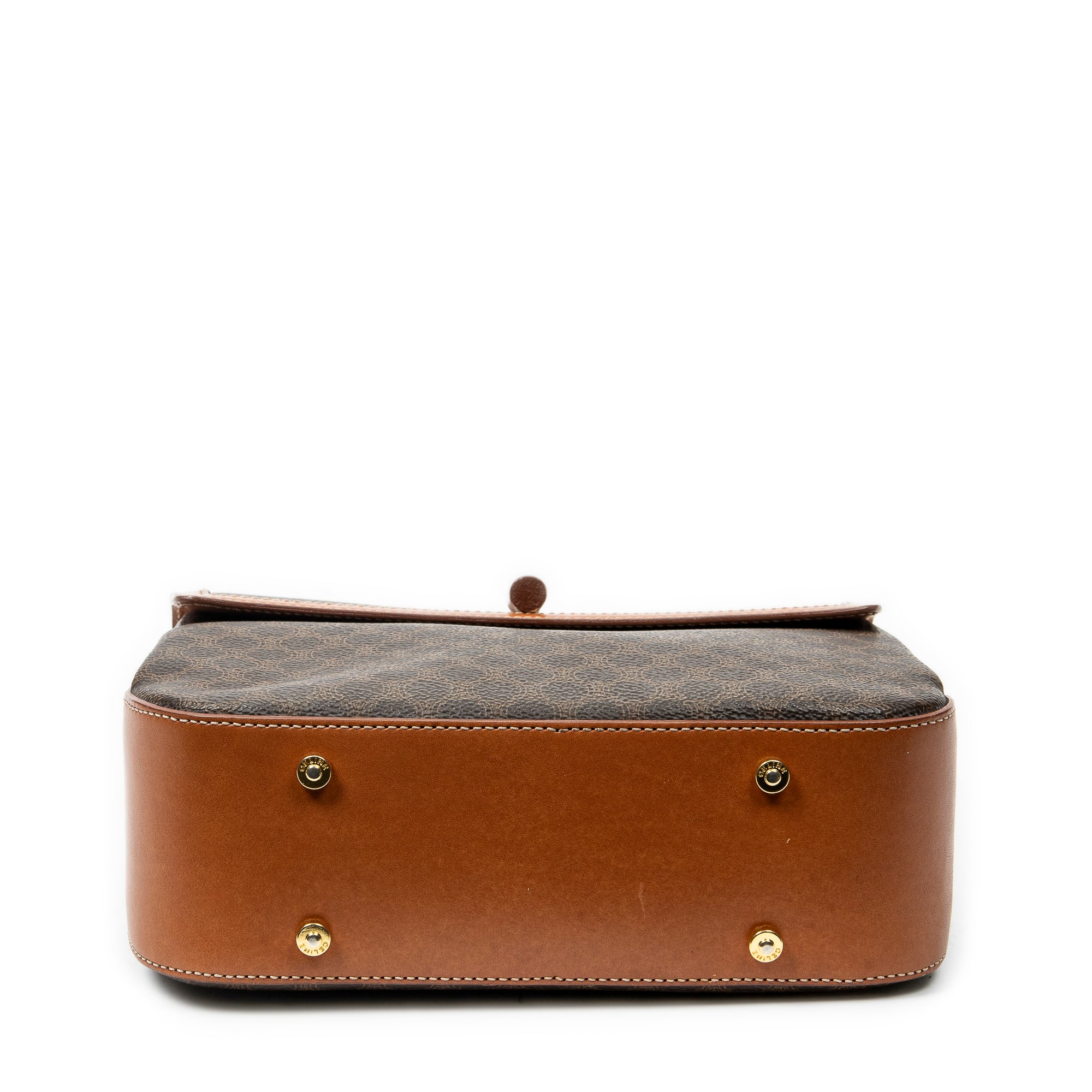 Handbag Vintage Flap Top Handle Brown Macadam Coated Canvas