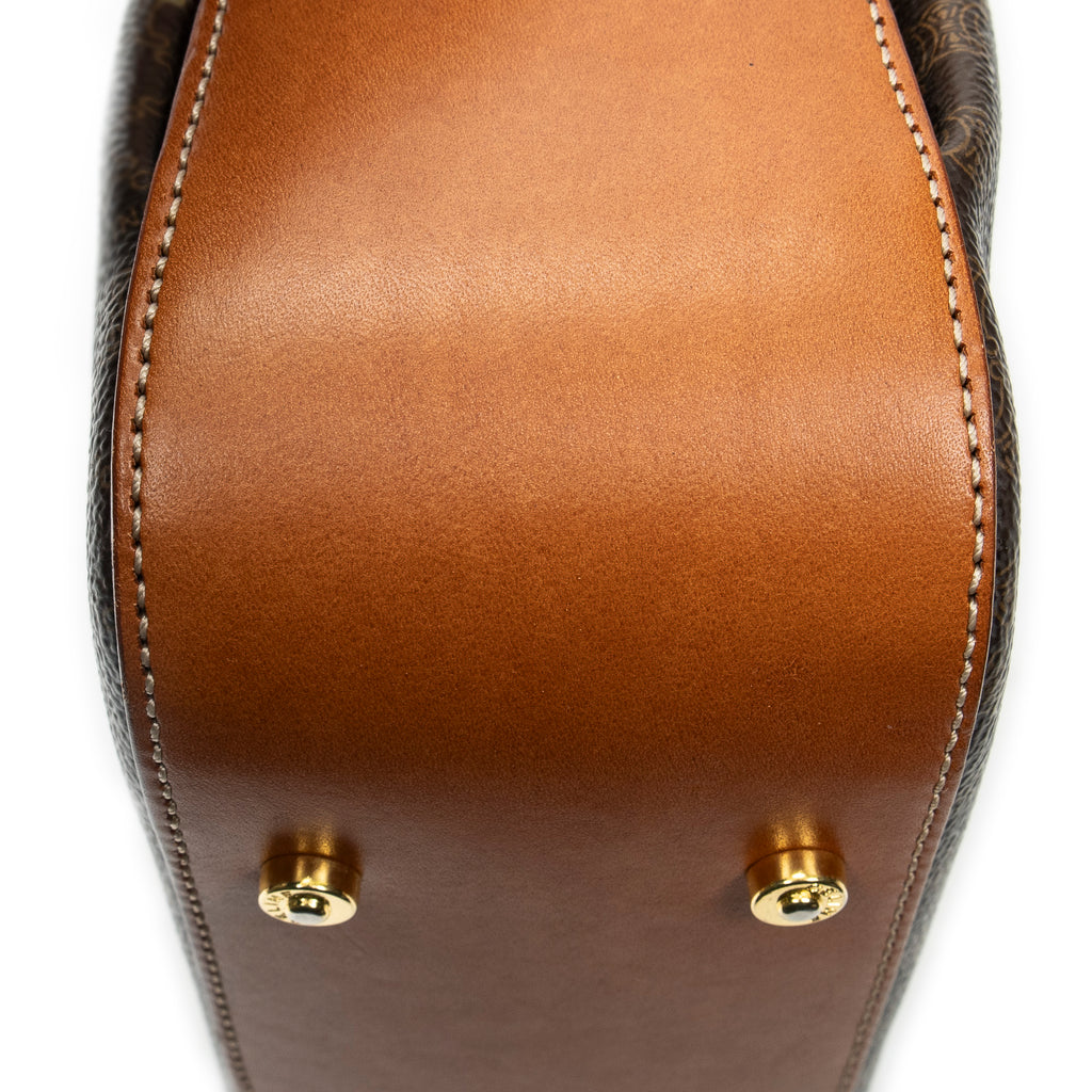 Handbag Vintage Flap Top Handle Brown Macadam Coated Canvas