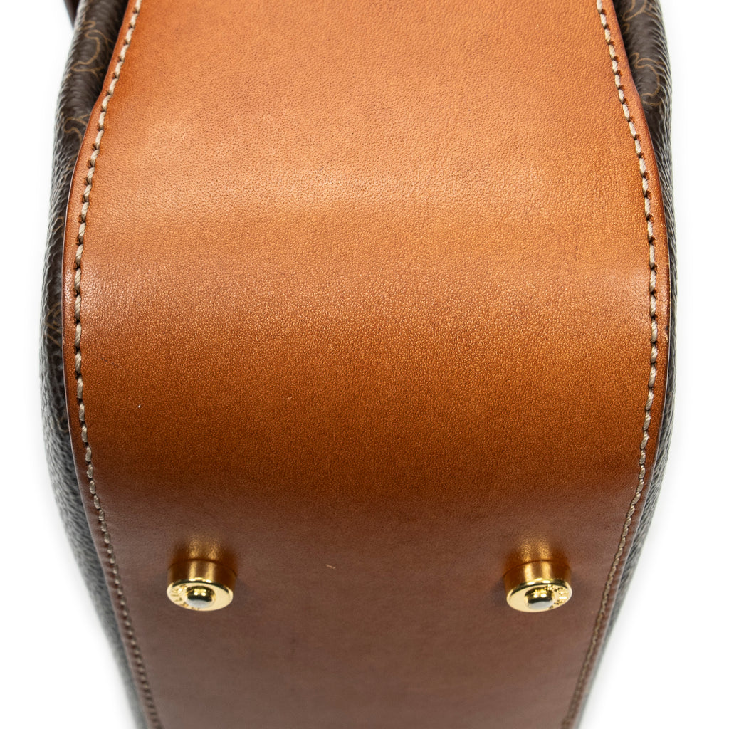 Handbag Vintage Flap Top Handle Brown Macadam Coated Canvas