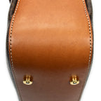 Handbag Vintage Flap Top Handle Brown Macadam Coated Canvas
