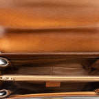 Handbag Vintage Flap Top Handle Brown Macadam Coated Canvas