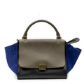 Shoulder Bag Small Tricolor Trapeze Black Calfskin Leather