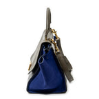 Shoulder Bag Small Tricolor Trapeze Black Calfskin Leather