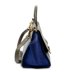 Shoulder Bag Small Tricolor Trapeze Black Calfskin Leather