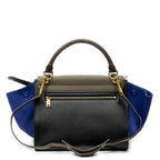 Shoulder Bag Small Tricolor Trapeze Black Calfskin Leather