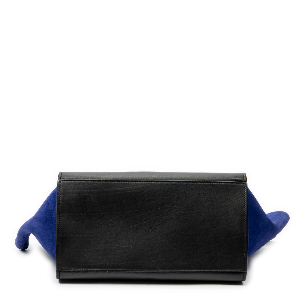 Shoulder Bag Small Tricolor Trapeze Black Calfskin Leather