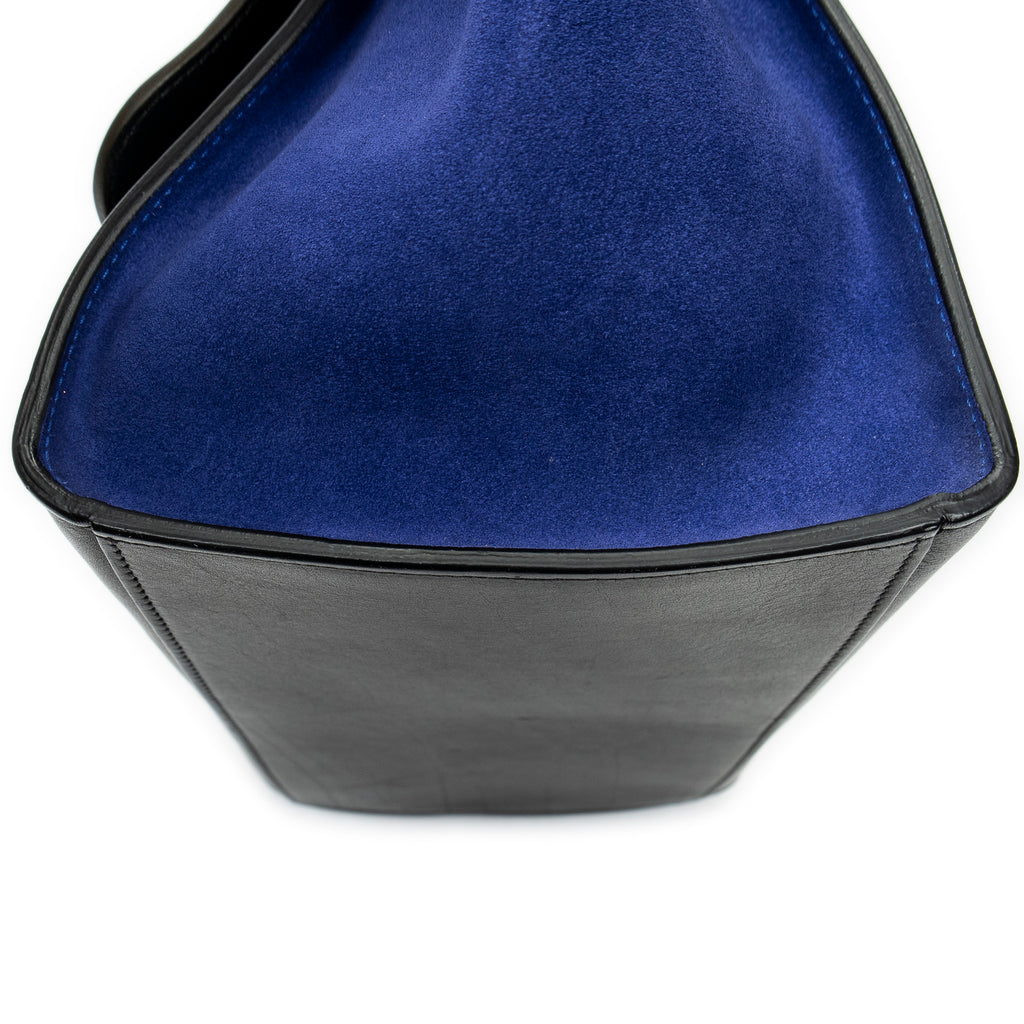 Shoulder Bag Small Tricolor Trapeze Black Calfskin Leather