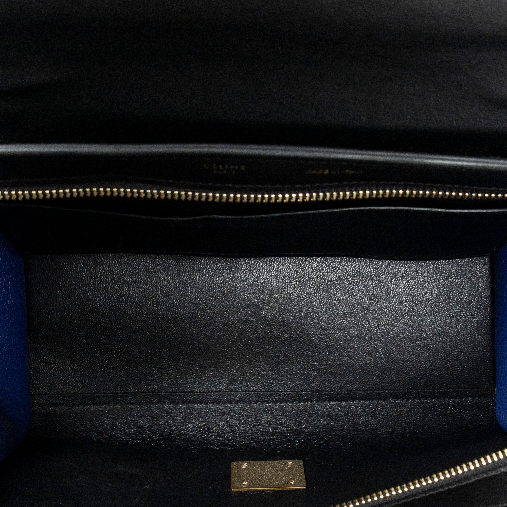 Shoulder Bag Small Tricolor Trapeze Black Calfskin Leather