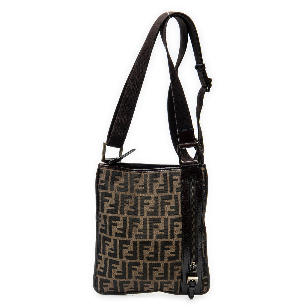 Shoulder Bag Small Messenger Crossbody Brown Zucca Canvas